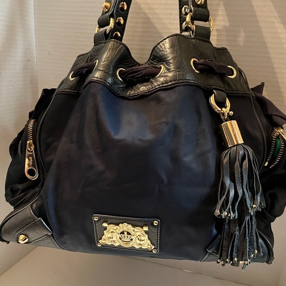 Rare Juicy Couture Y2K Daydreamer Tote Hobo Shoulder Bag Purse Navy Blue - Picture 6 of 12